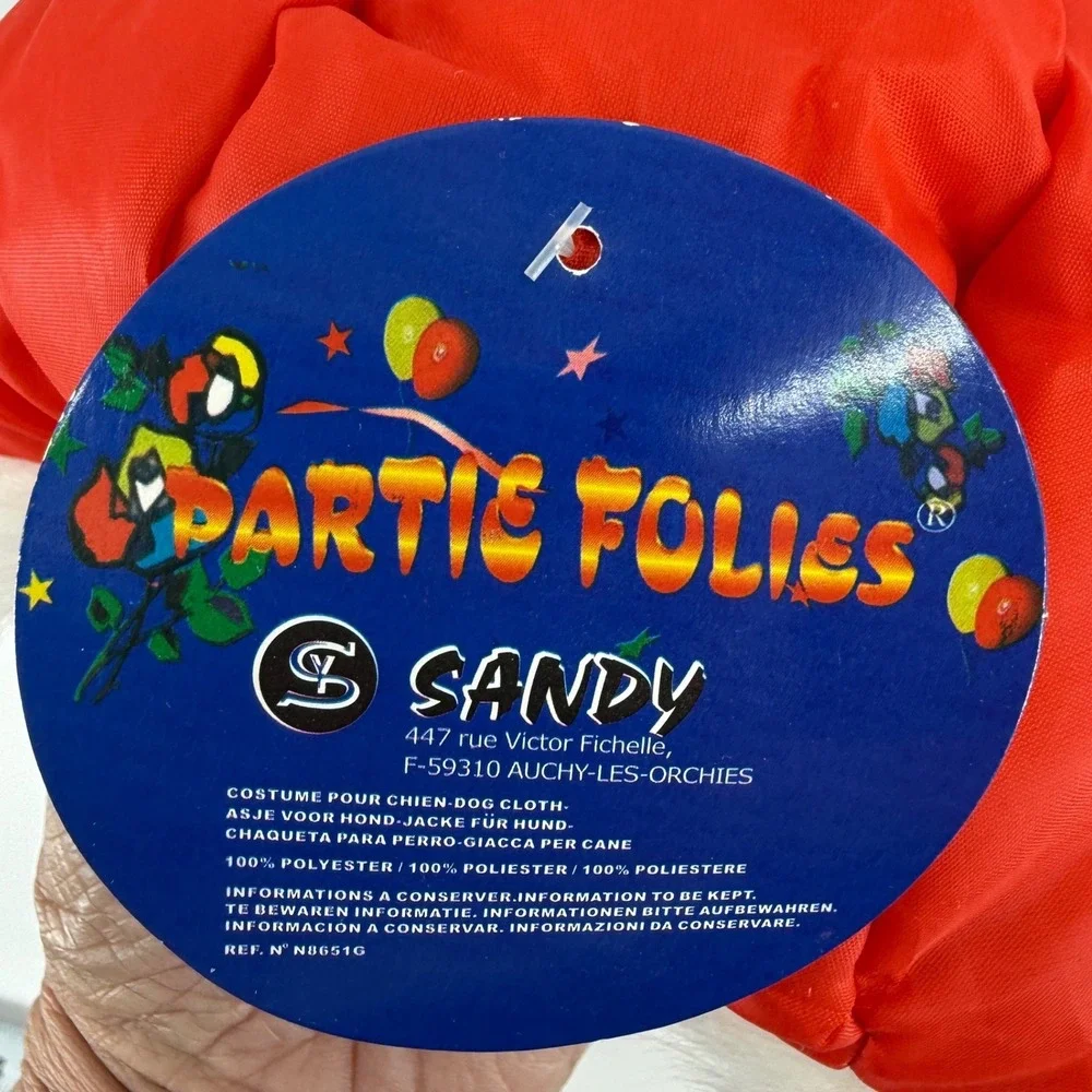 Partie‎ Folies Dog Costume Red Puffer Vest with Faux Fur Hood Pet Apparel NWT
